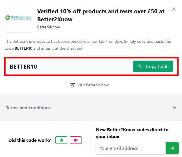 A Better2Know code on Love Discount Vouchers