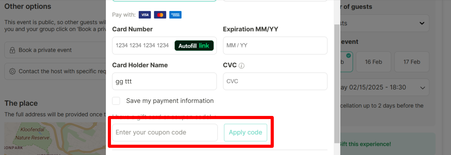 verified promo code box where customer can paste their promo code