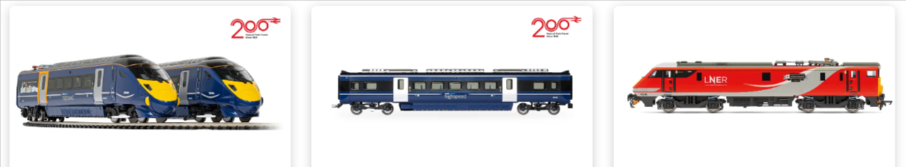 Hornby trains classified in classes on the Hornby website