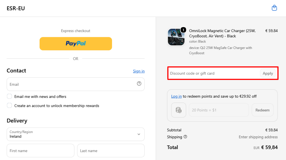 Paste your discount code and click apply to get your discount