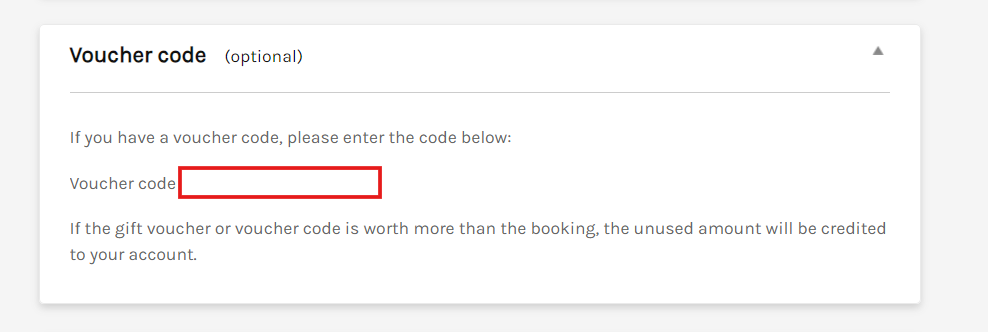 A voucher code box where to add your discount code to get your savings