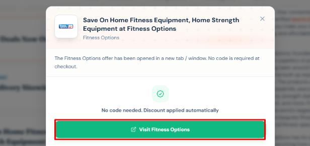 The highlighted red box shows the link to the Fitness Options website.