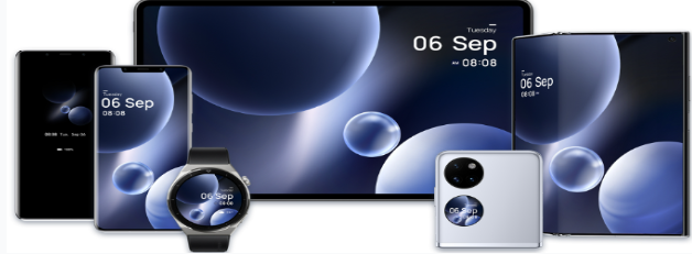 Huawei gadgets are displayed on a white background