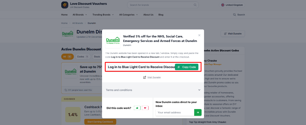 A Dunelm code on Love Discount Vouchers