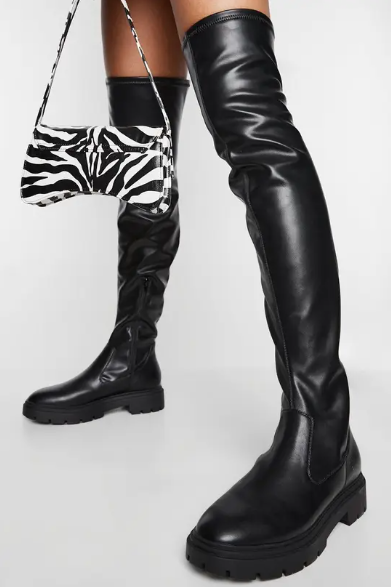 Winter fashion 2026: boohoo Chunky Flat Over The Knee Boots