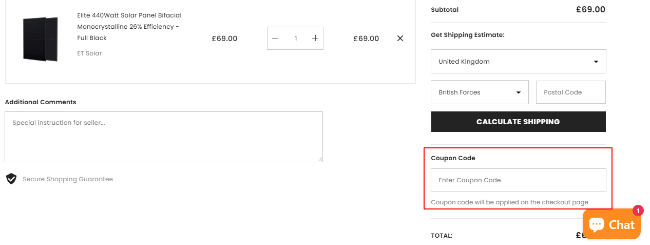 A box where you can add your Voltacon discount code to redeem it