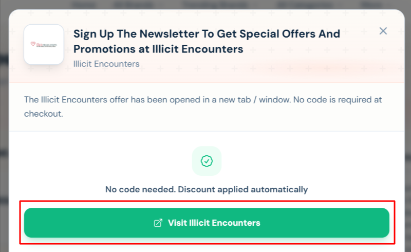An Illicit Encounters offer with "Visit Illicit Encounters" in a red box