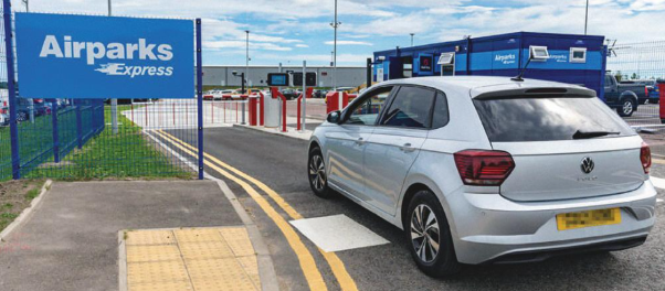 A car driving to Airparks drive way