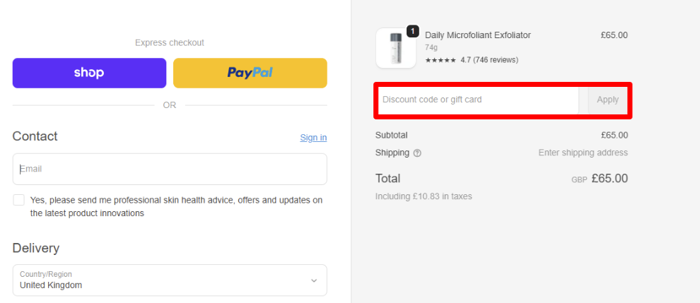 Paste your code to redeem your discount