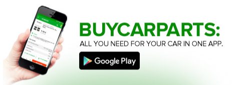 A hand holding a Buycarparts app 