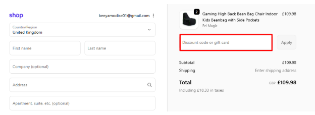 The highlight box is where you enter a Game Over promo code