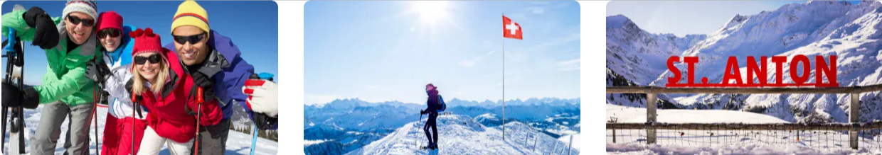 some ski lovers posing while in a ski mountain with Alps2Alps