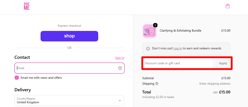 Paste your code in the red box to get your discount