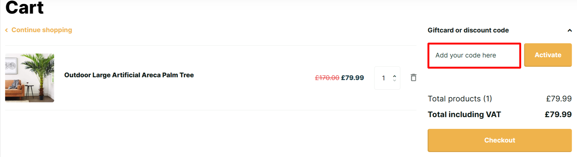 The checkout page showing where to apply your Bathroom Deco discount code