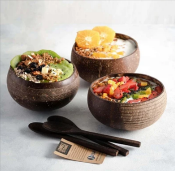 Set of Jungle Culture Eco-friendly Coconut Bowls & Spoons