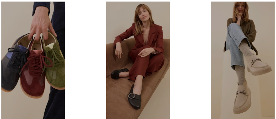 Drei verschiedene Bilder mit Frauen und Schuhen von Bär Schuhe