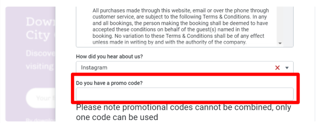 Easirent discount box with an overviw of the booking selection
