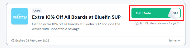 Bluefin SUP 10% discount voucher for UK online shoppers