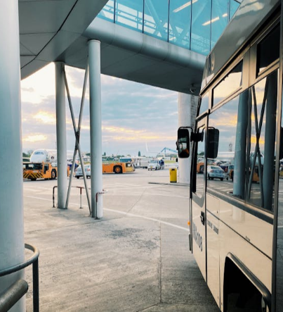 An airport bus at the Edinburgh Airport