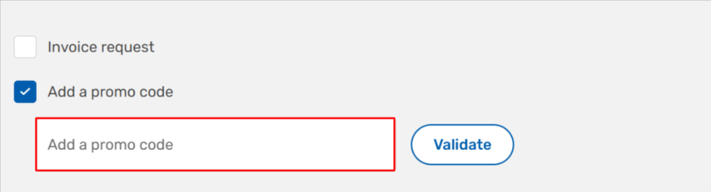 The eDreams payment page with where to paste the eDreams promo code in a red box