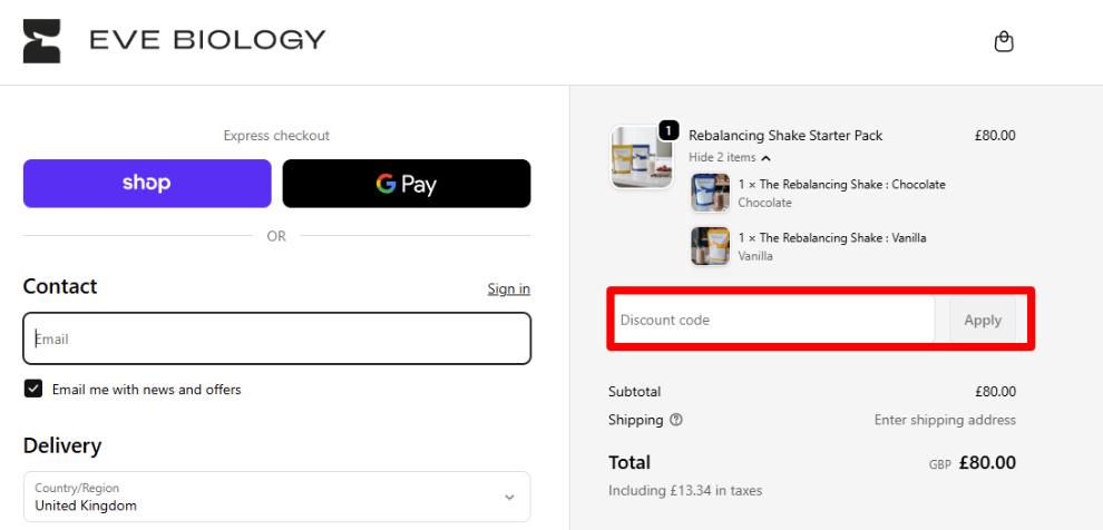 Paste your discount code in the red box shown below to get your discount