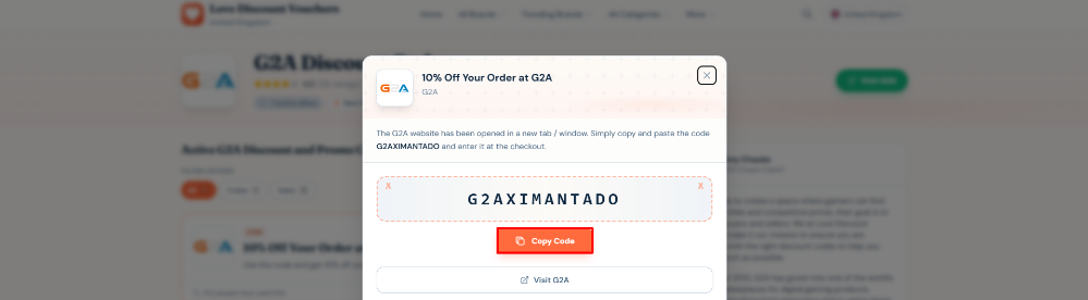 A G2A code from G2A on Love Discount Vouchers