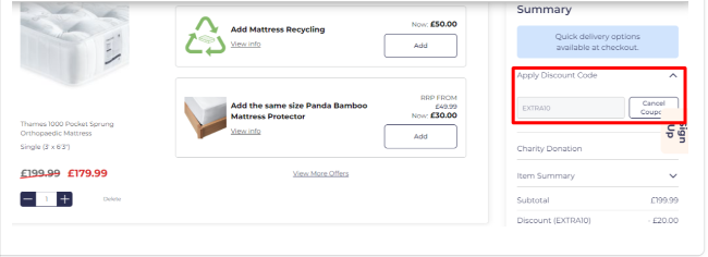 two options when shopping at the Happy Beds website for a mattress