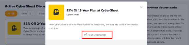revealed 83% discount offer on a 2-year plan with CyberGhost for secure browsing