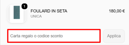 carrello del sito ufficiale Suitnegozi dove poter inserire ed applicare un codice sconto Suitnegozi