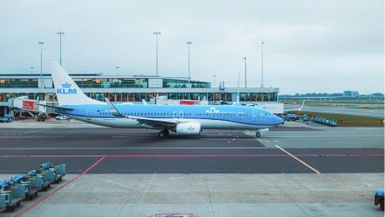 An airplane preparing for takeoff at the airport