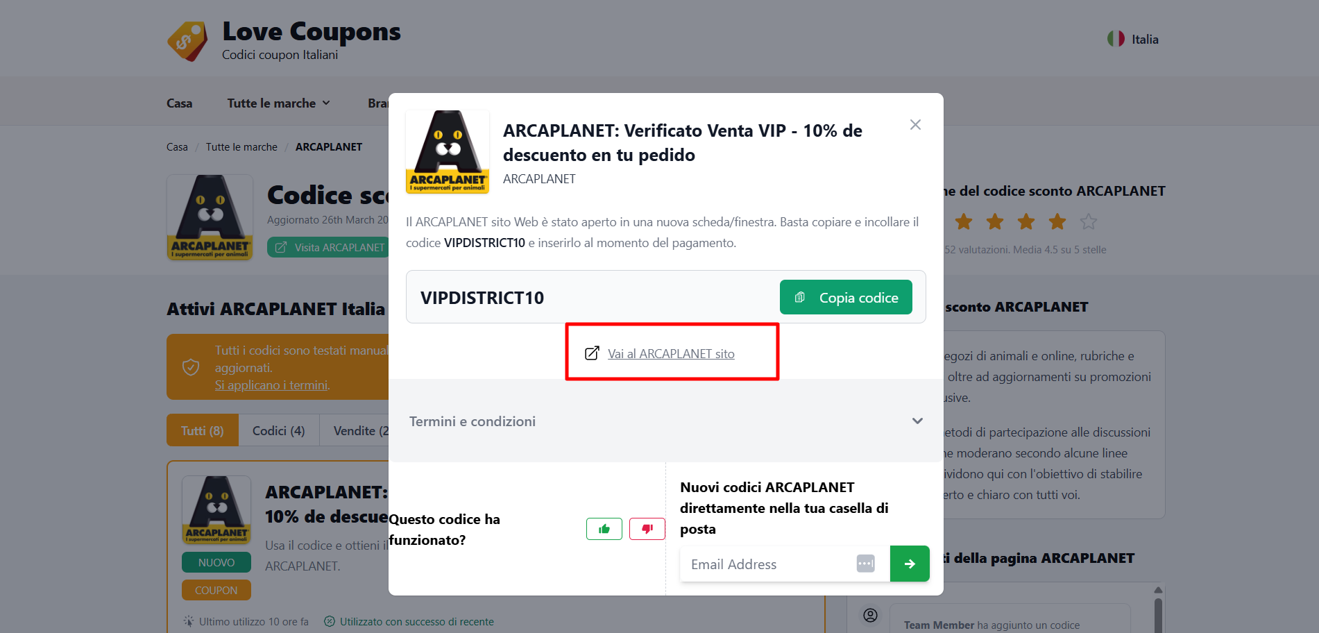 collegamento diretto al sito ufficiale ARCAPLANET dove poter utilizzare un coupon ARCAPLANET e risparmiare