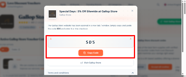 revealed 5% off sitewide at Gallop Store from our site