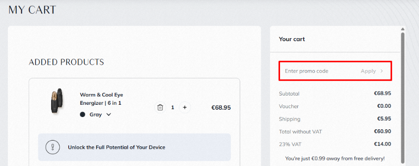 Geske discount code box highlighted by a red box