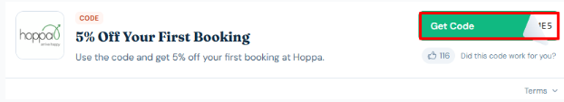 A red box will reveal a Hoppa voucher code