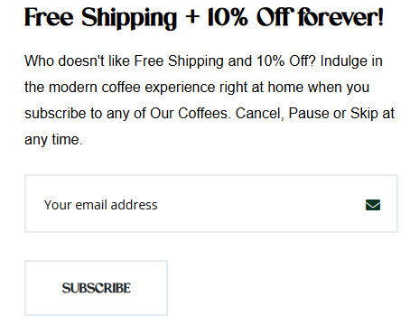 Camden Coffee Roastery newsletter registration