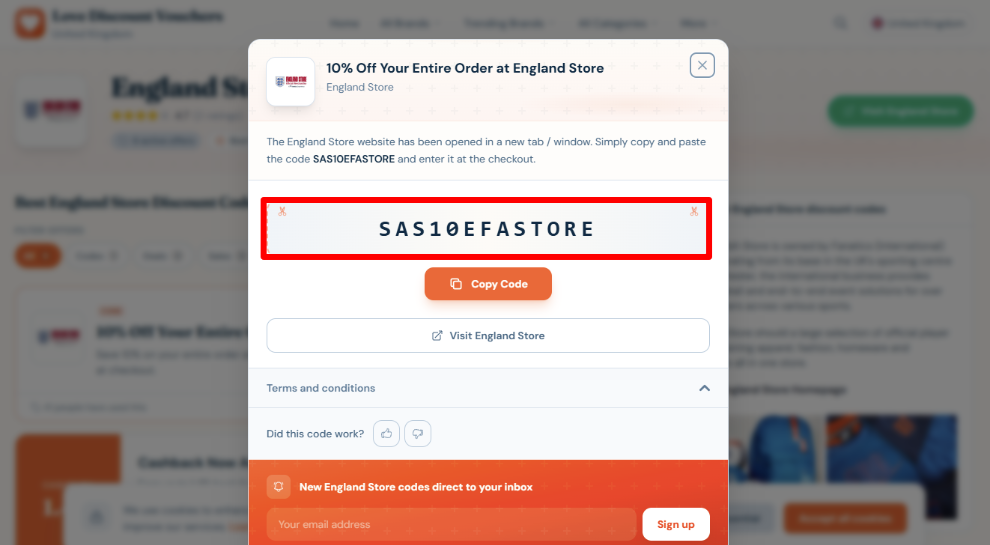 Copy your discount code and use it to shop