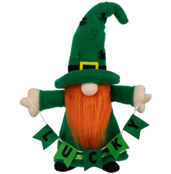 Things to do on St. Patrick's Day: A lucky gnome figurine in green