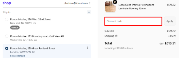 A red box is where you enter a Stories Flooring promo code