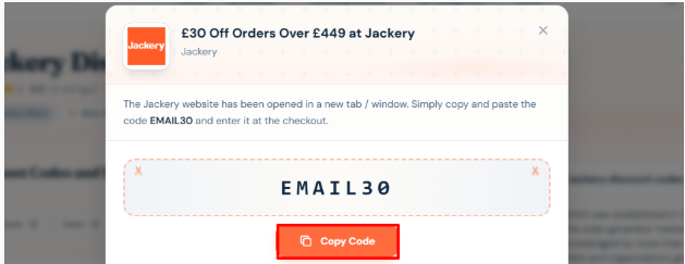 A highlighted box to copy the code