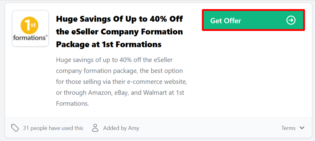 The Love Discount Vouchers page showing offer codes to use on your purchase