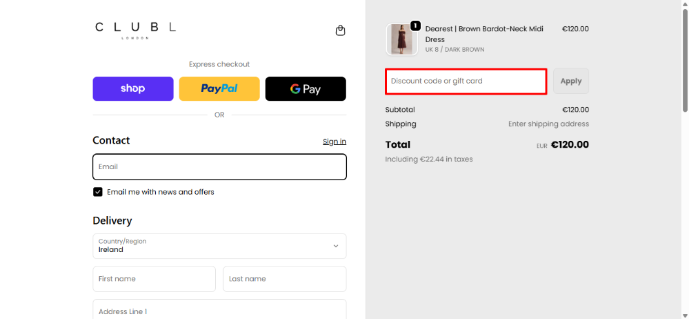 Club L London discount code place on the right handside of the page