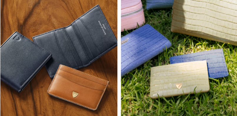 Aspinal of London designer wallets in a variety of colors