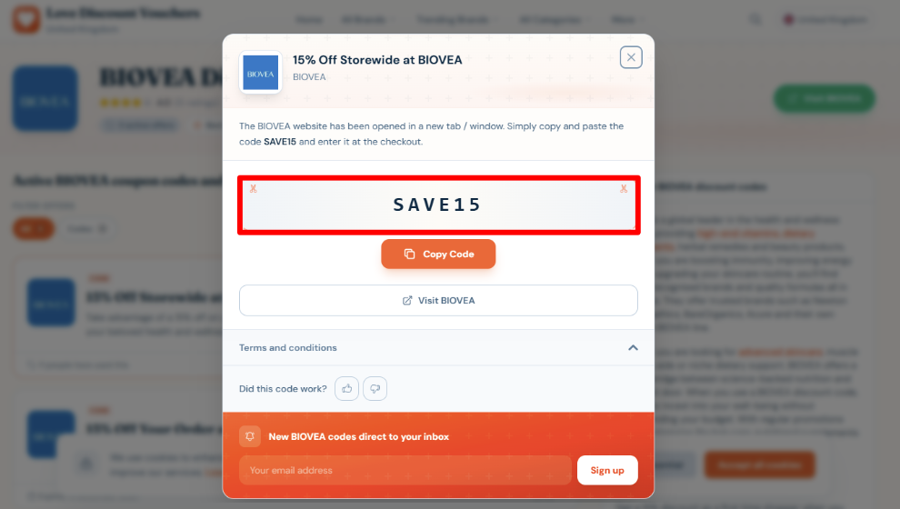 Copy your code and start shopping