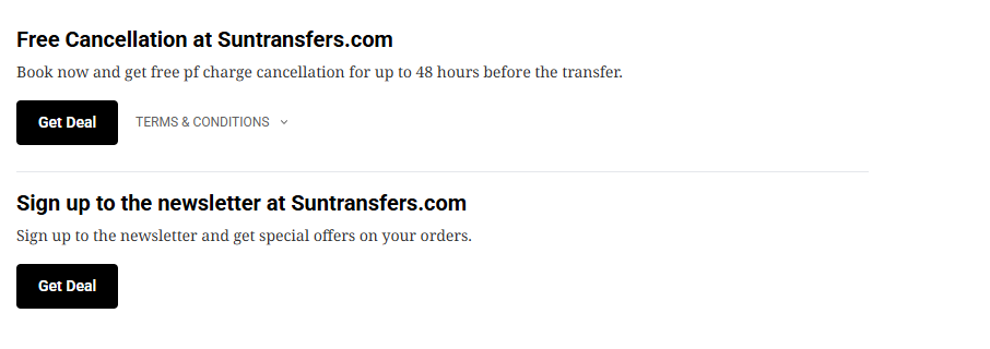 The available Suntransfers.com discount codes and deals at Irish Times Discount Codes