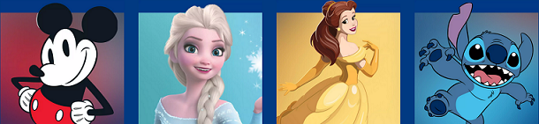 image showing Disney characters with items available at Disney Store