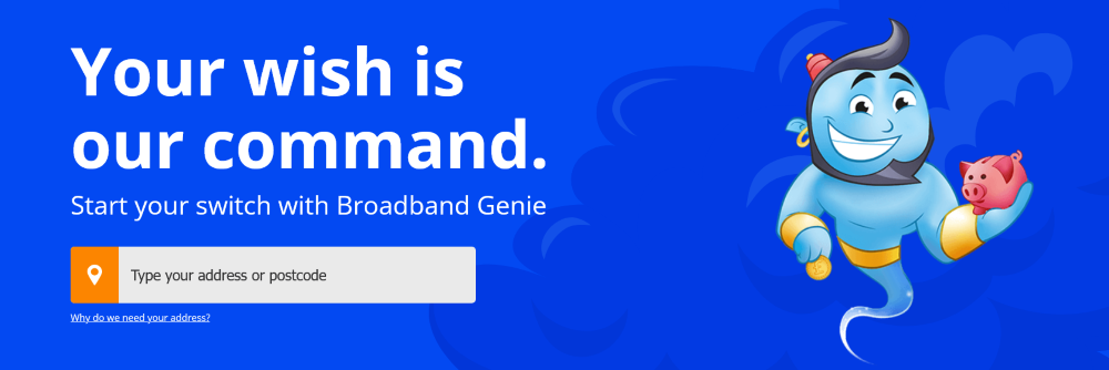 Broadband-Genie page where you serch for postal code