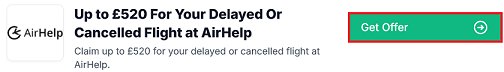 image showing the AirHelp "Get Offer" code on our Love Discount Vouchers page