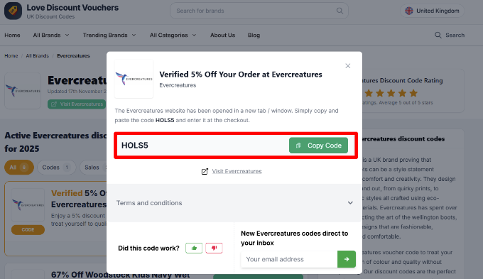 Copy your voucher code