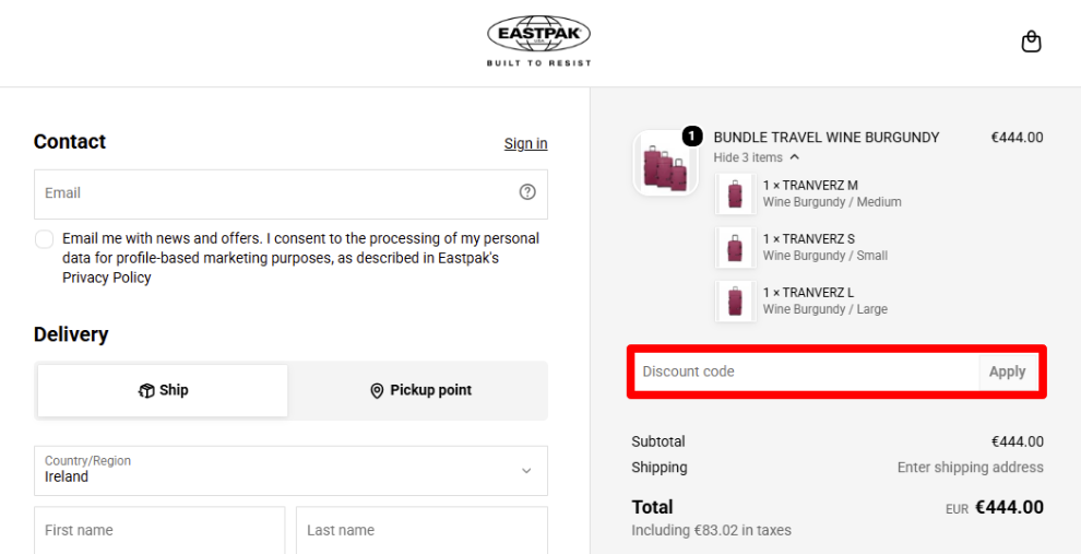 You should put your discount code In the red box, TO GET YOUR DISCOUNT