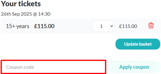 The Attractiontix coupon code box